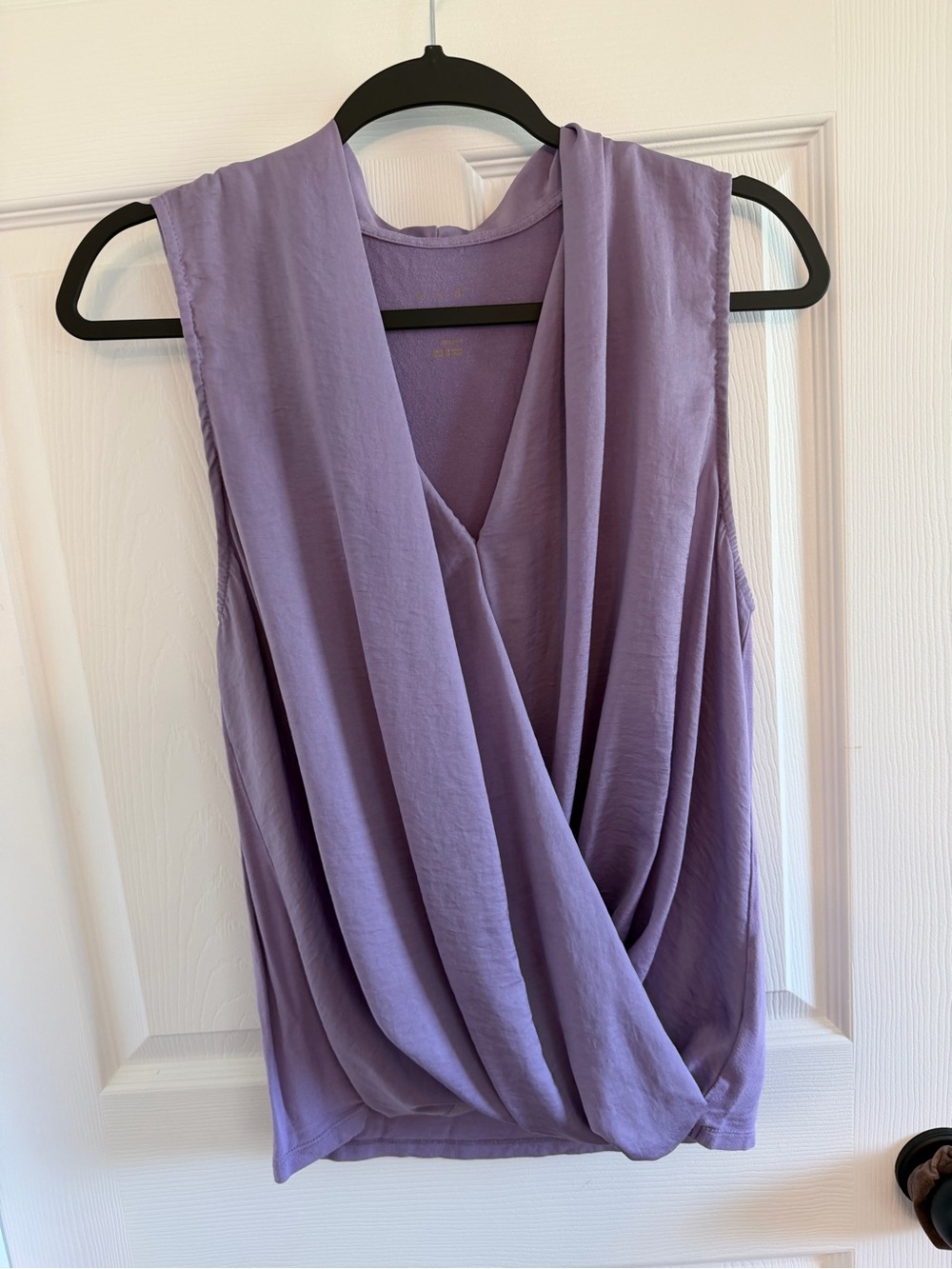 a new day Sleeveless Draped Crossover Flowy Top- Lavender